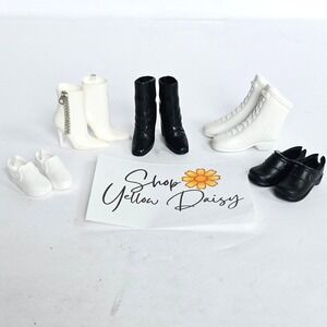 Lot of 5 Barbie Boots and Sneakers Black White Heeled Flat Feet - 1370